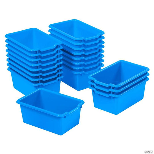 ECR4Kids Scoop Front Storage Bin, Multipurpose Organization, Blue, 20-Piece