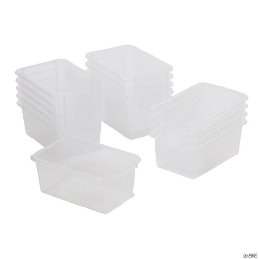ECR4Kids Scoop Front Storage Bin, Multipurpose Organization, Clear, 15-Piece