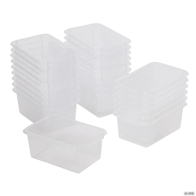 ECR4Kids Scoop Front Storage Bins, Clear, 25-Piece