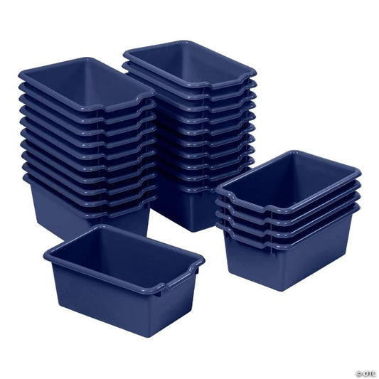 ECR4Kids Scoop Front Storage Bins, Multipurpose Organization, Navy, 25-Piece