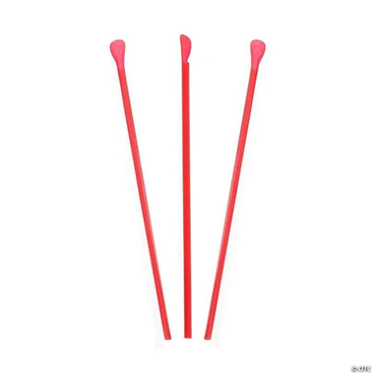 Edge Collections  - 10.25" - Red - Wrapped Jumbo Spoon Straw! | USA Decoration®