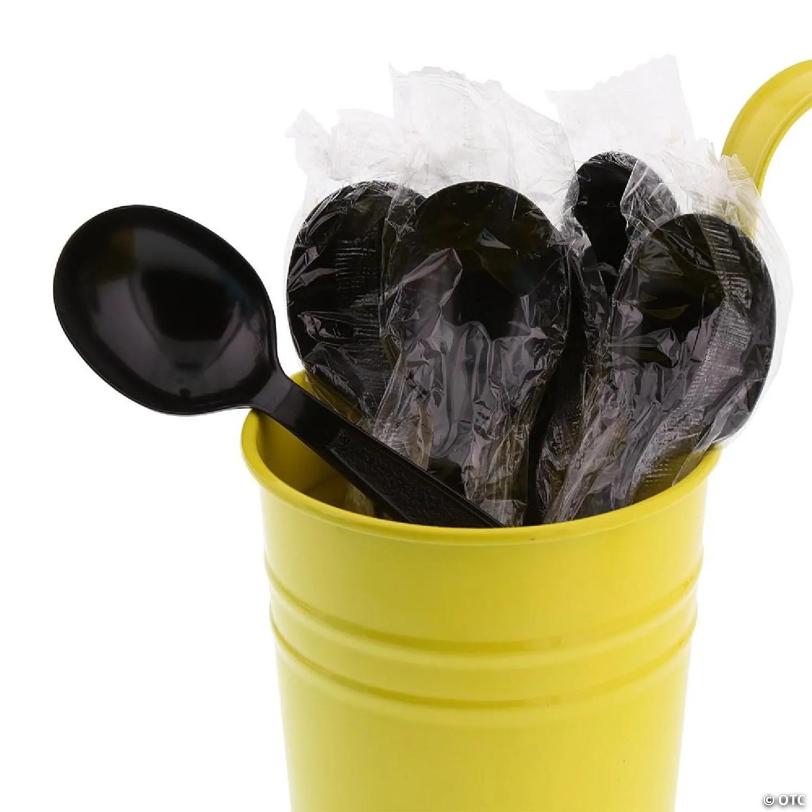 Edge Collections  - Black Individually Wrapped Soup Spoons! | USA Decoration®