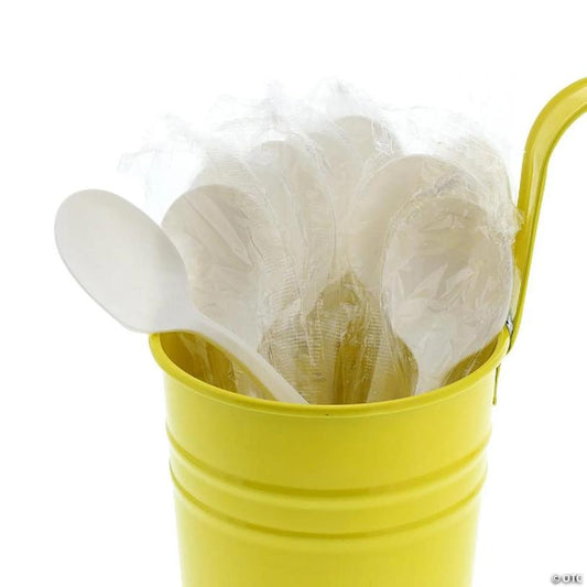 Edge Collections  - Medium Weight White Polypropylene Individually Wrapped Soup Spoons! | USA Decoration®