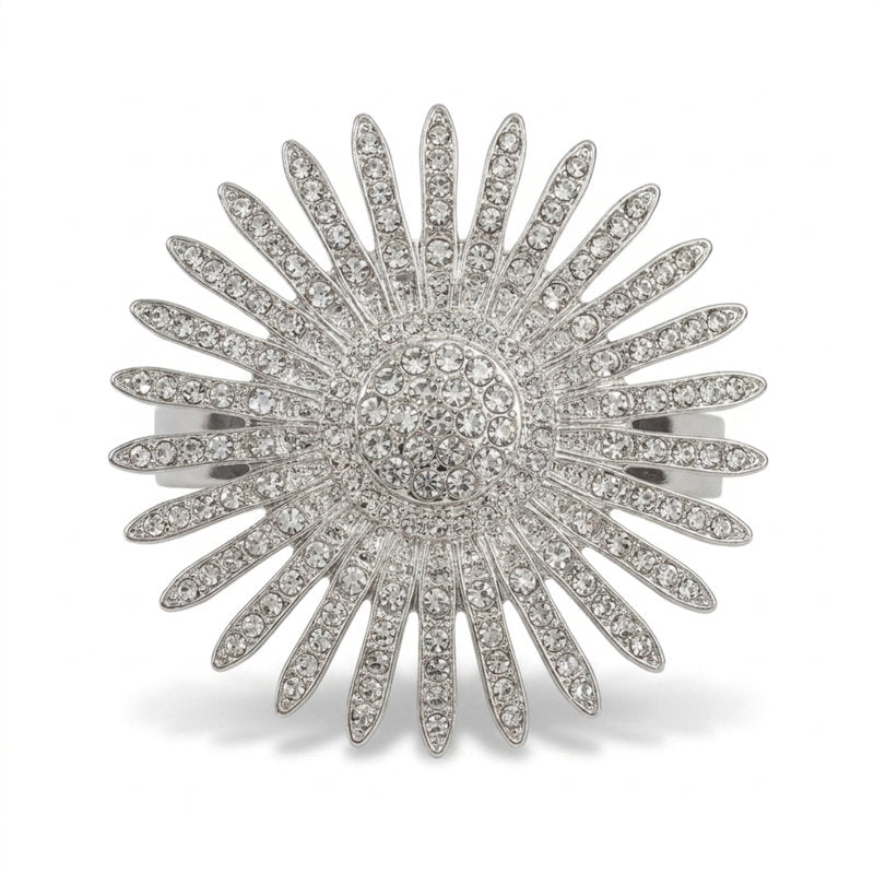 Elegant Silver Crystal Napkin Rings Set of 6 for Christmas Table Decor and Holiday Dining Accent
