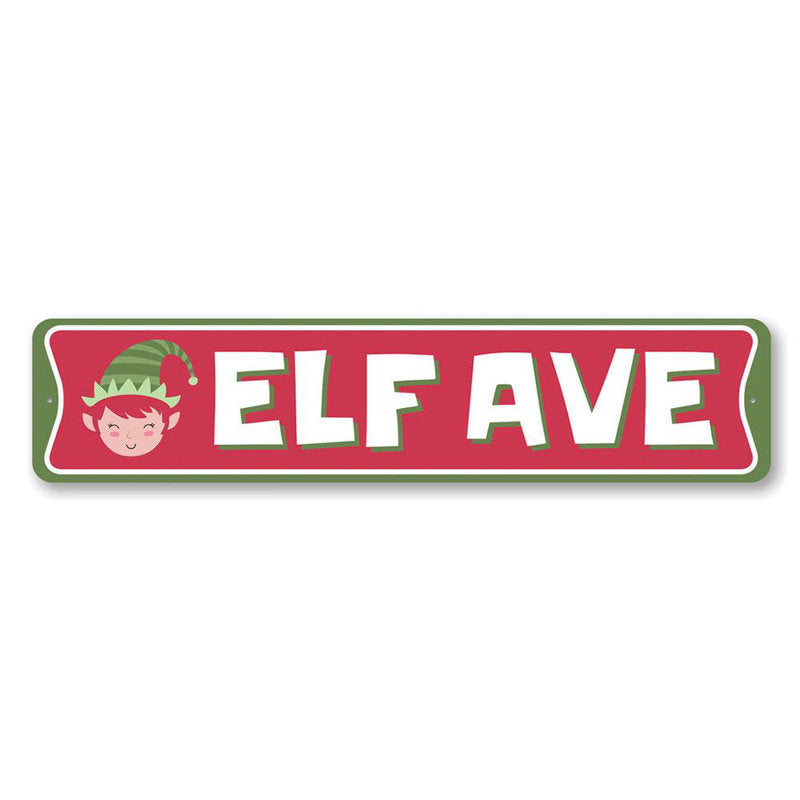 Elf Avenue Holiday Custom Aluminum Sign