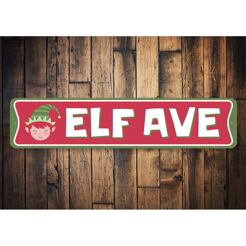 Elf Avenue Holiday Custom Aluminum Sign