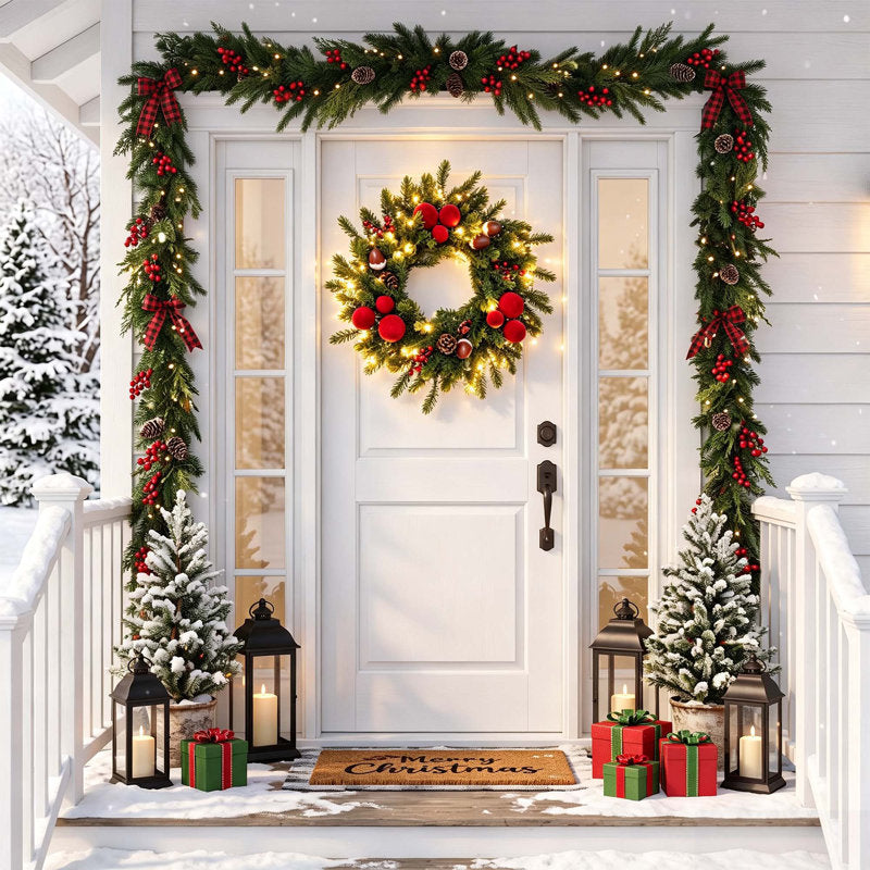 20" pre-lit fir Christmas wreath with ornaments