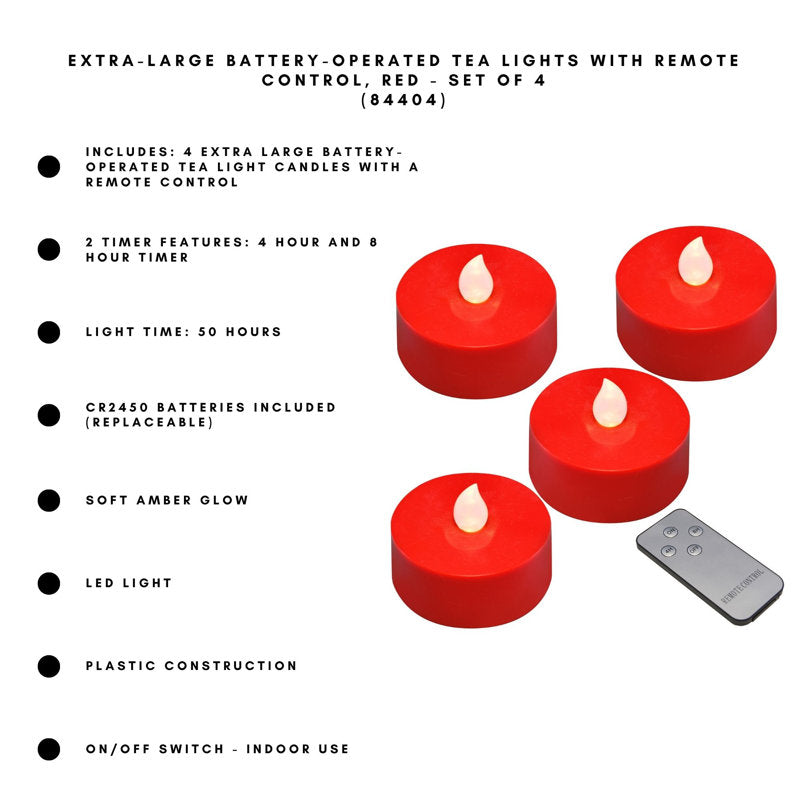 Extra Large Battery Operated Tea Lights with Remote Control
