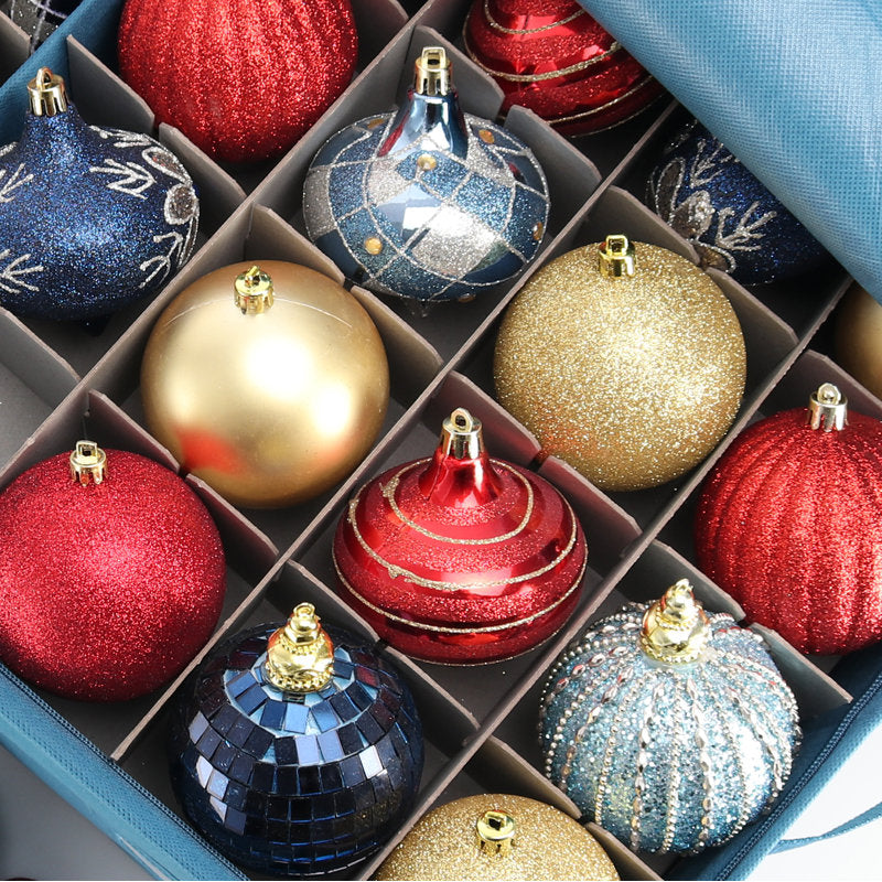 Fabric Ornament Storage Box with Adjustable Dividers