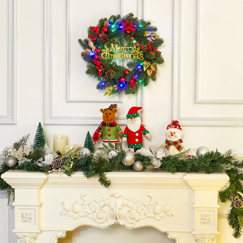 Frosted Artificial Pine Christmas Wreath as a festive door display