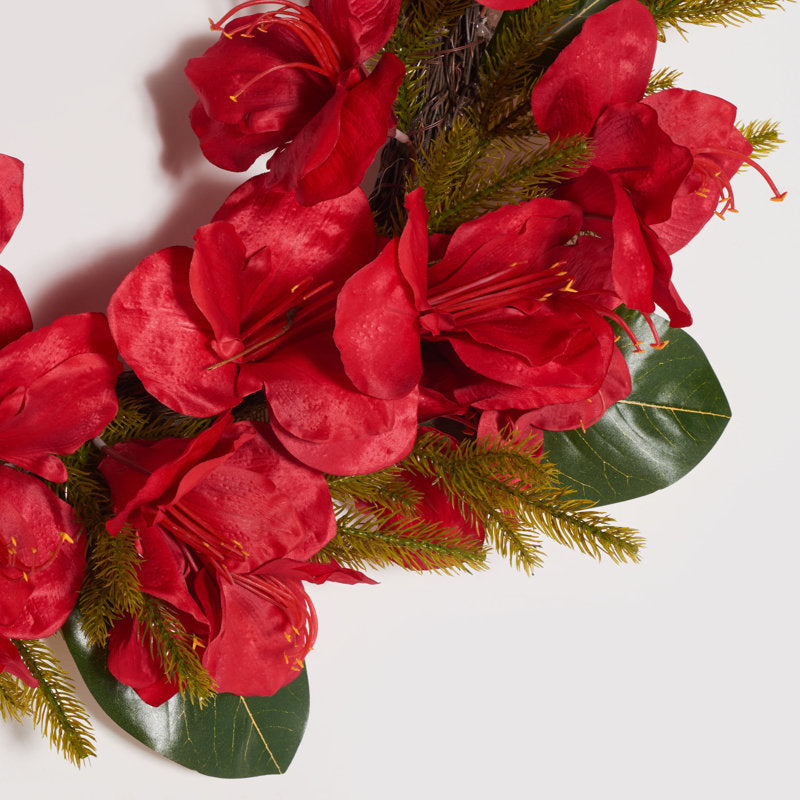 26" Artificial Eucalyptus Christmas Wreath as a festive door display