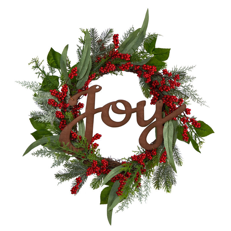 24" Artificial Christmas Wreath as a festive door display