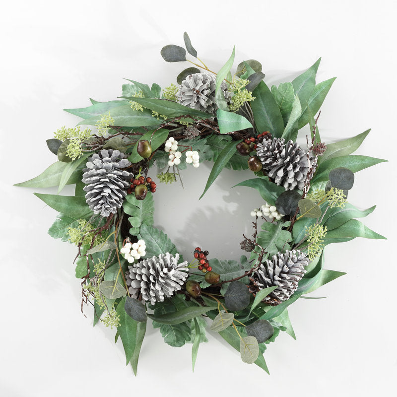 24" Artificial Christmas Wreath as a festive door display