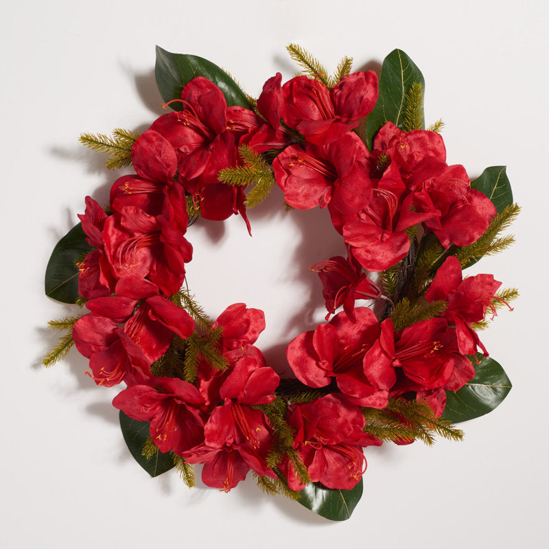 24" Artificial Christmas Wreath as a festive door display