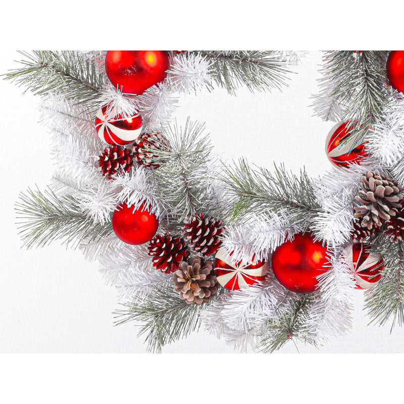 8" Artificial Pine Christmas Wreath as a festive door display