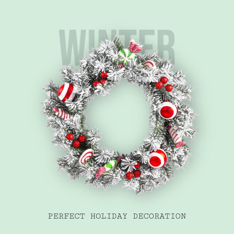 8" Artificial Pine Christmas Wreath as a festive door display