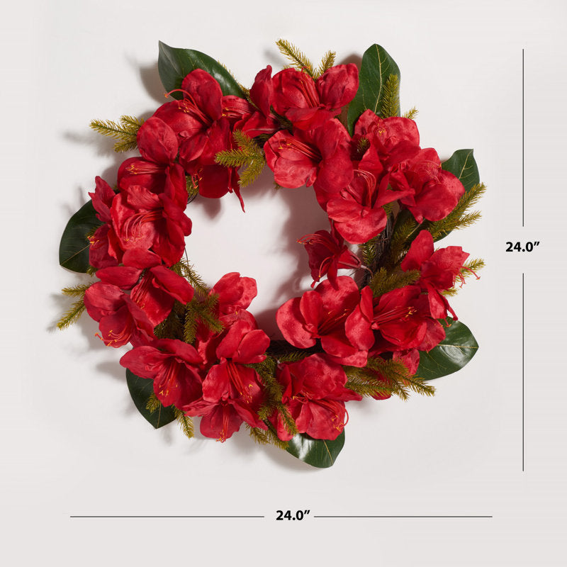 26" Artificial Eucalyptus Christmas Wreath as a festive door display