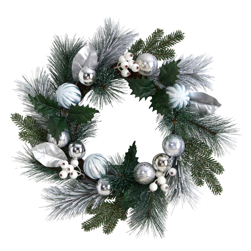 24" Artificial Christmas Wreath as a festive door display