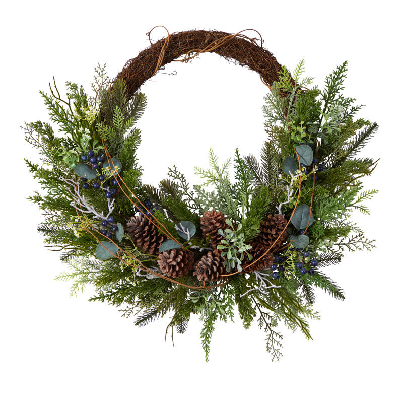 30" Artificial Christmas Wreath displayed on a front door