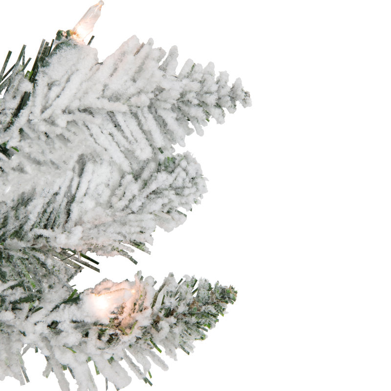 22" Farmhouse Artificial Pine Christmas Wreath hanging on a front door