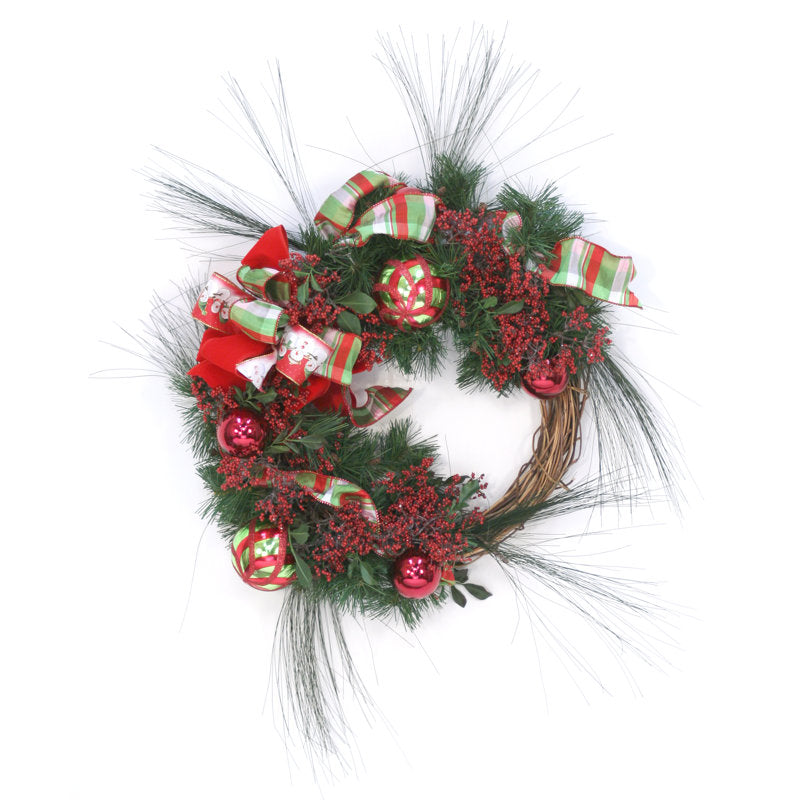 36" Artificial Christmas Wreath hanging on a front door