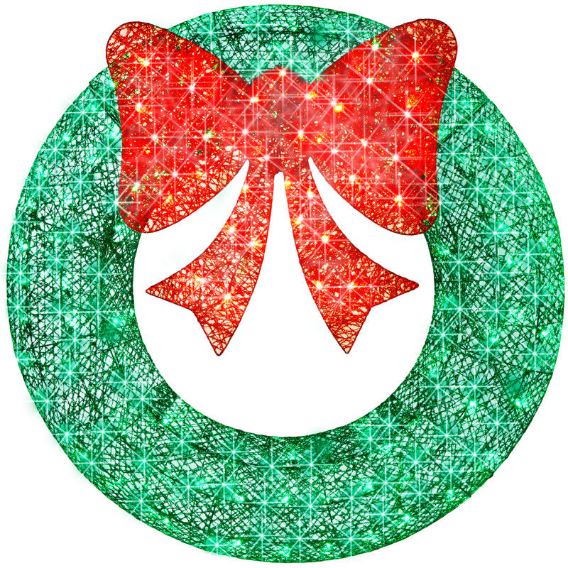 48" Artificial Christmas Wreath displayed on a front door