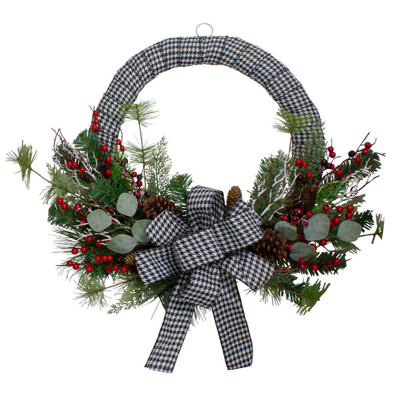 24" Artificial Berry Christmas Wreath as a festive door display