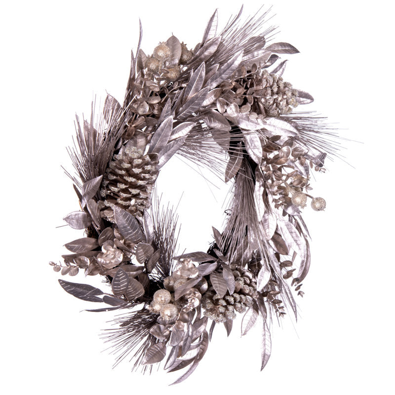 Pre-Lit Artificial Fir Christmas Wreath hanging on a front door