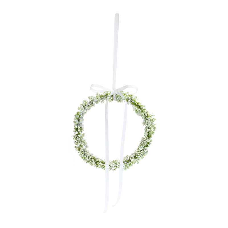 24" Farmhouse Artificial Berry Christmas Wreath hung on a wooden door