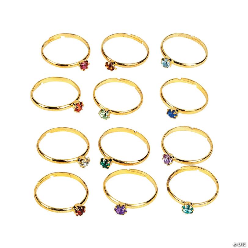 Faux Birthstone Rings - 36 Pc.
