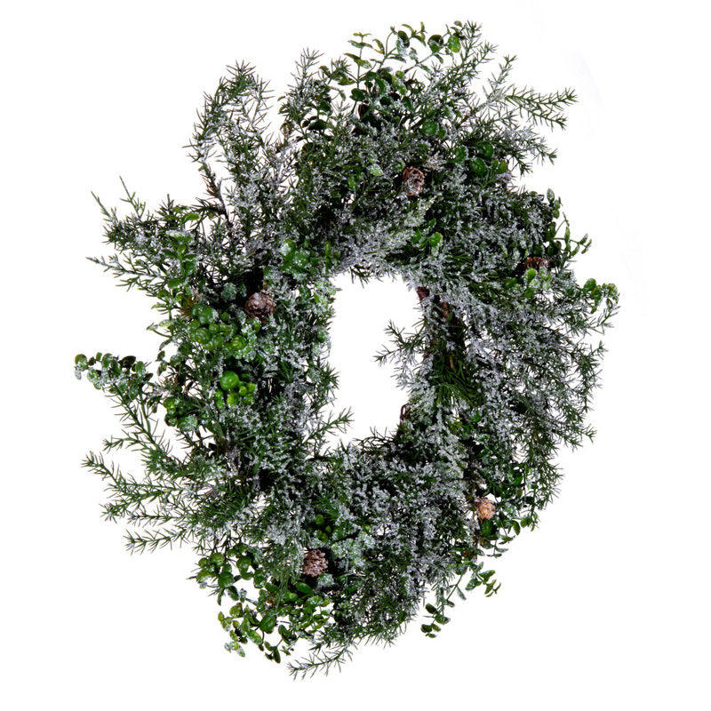 26" Artificial Cedar Christmas Wreath displayed on a front door