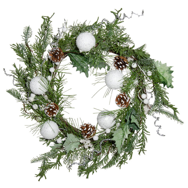 24" Artificial Grapevine Christmas Wreath hanging on a front door