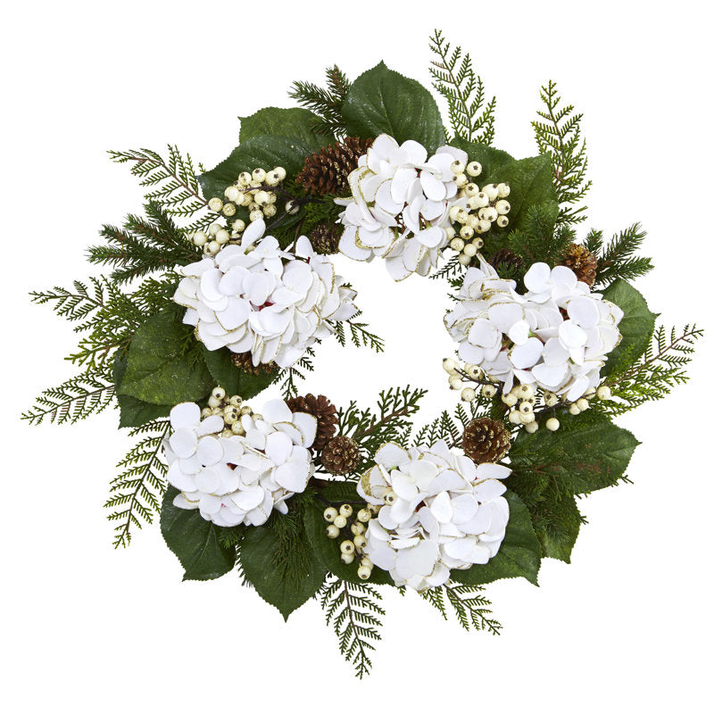24" Artificial Christmas Wreath hanging on a front door