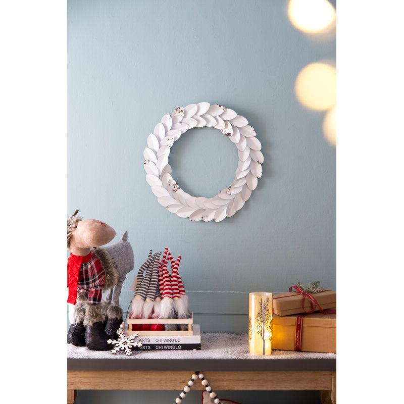 14" Artificial Pine Christmas Wreath displayed on a front door