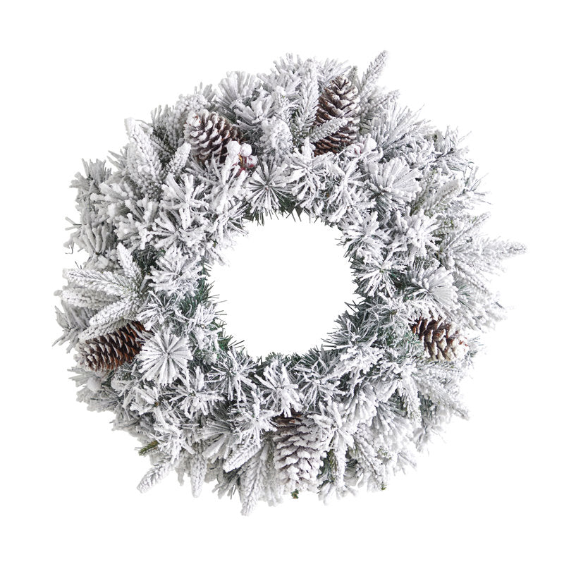 20" Pre-Lit Artificial Christmas Wreath displayed on a front door