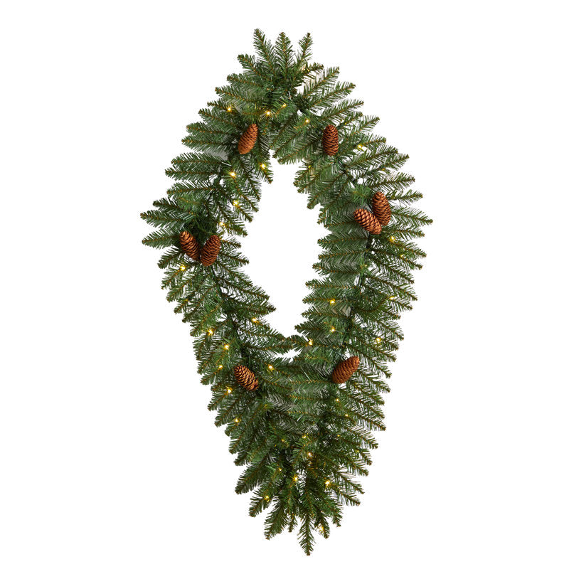 20" Pre-Lit Artificial Christmas Wreath displayed on a front door