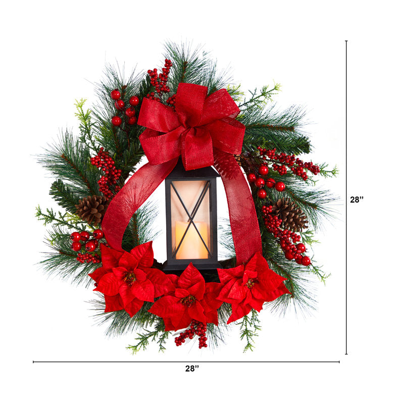 36" Artificial Christmas Wreath hanging on a front door