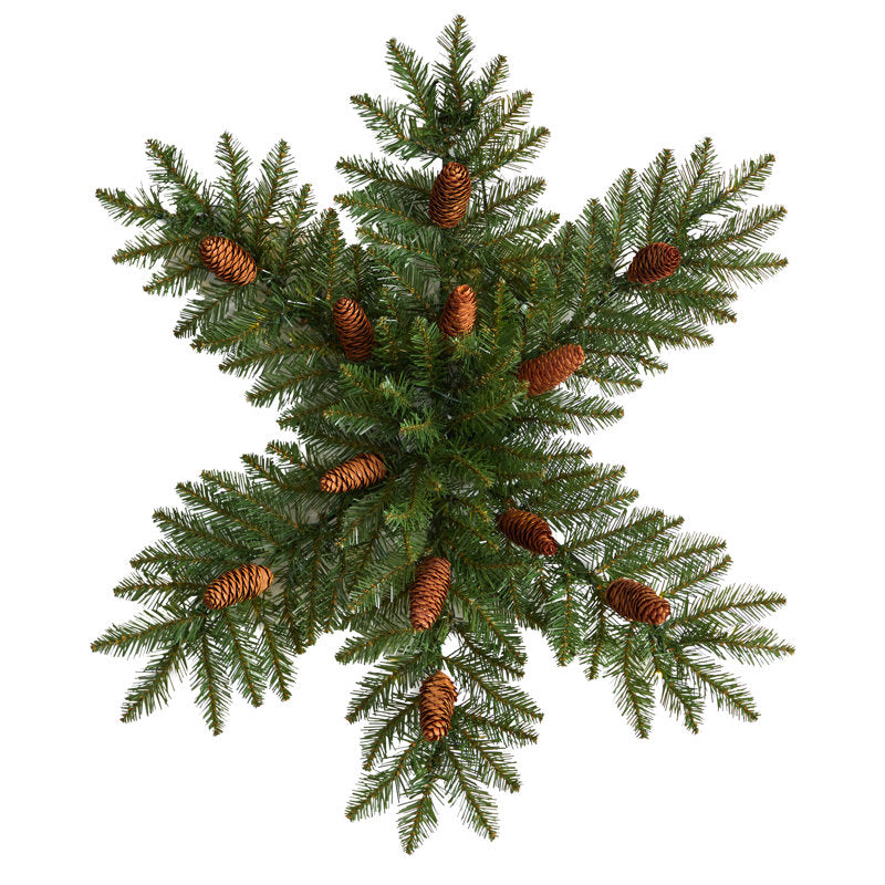 22" Artificial Pine Christmas Wreath displayed on a front door