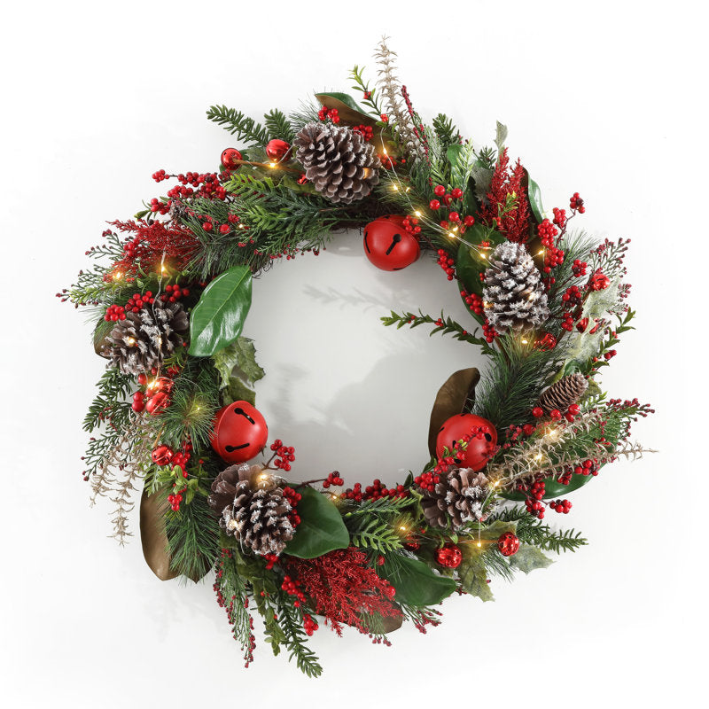 30" Pre-Lit Artificial Christmas Wreath as a festive door display