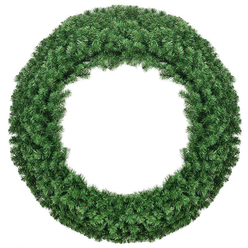 48" Pre-Lit Artificial Christmas Wreath hanging on a front door