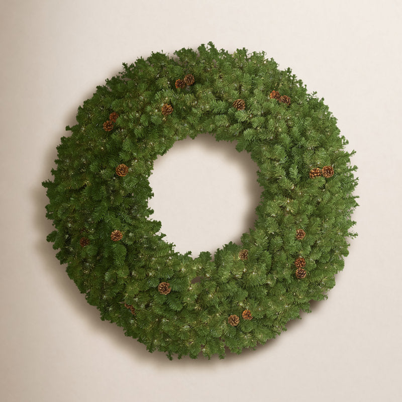 60" Pre-Lit Artificial Christmas Wreath as a festive door display