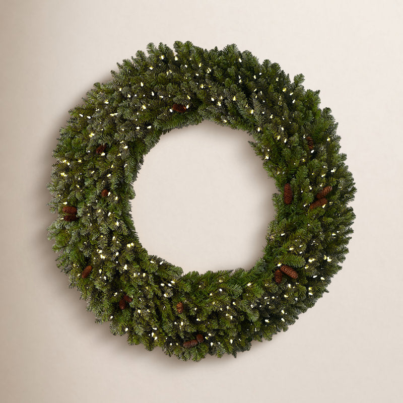 60" Pre-Lit Artificial Christmas Wreath as a festive door display
