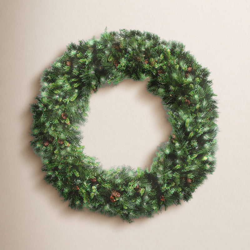 Pre-Lit Artificial Fir Christmas Wreath as a festive door display