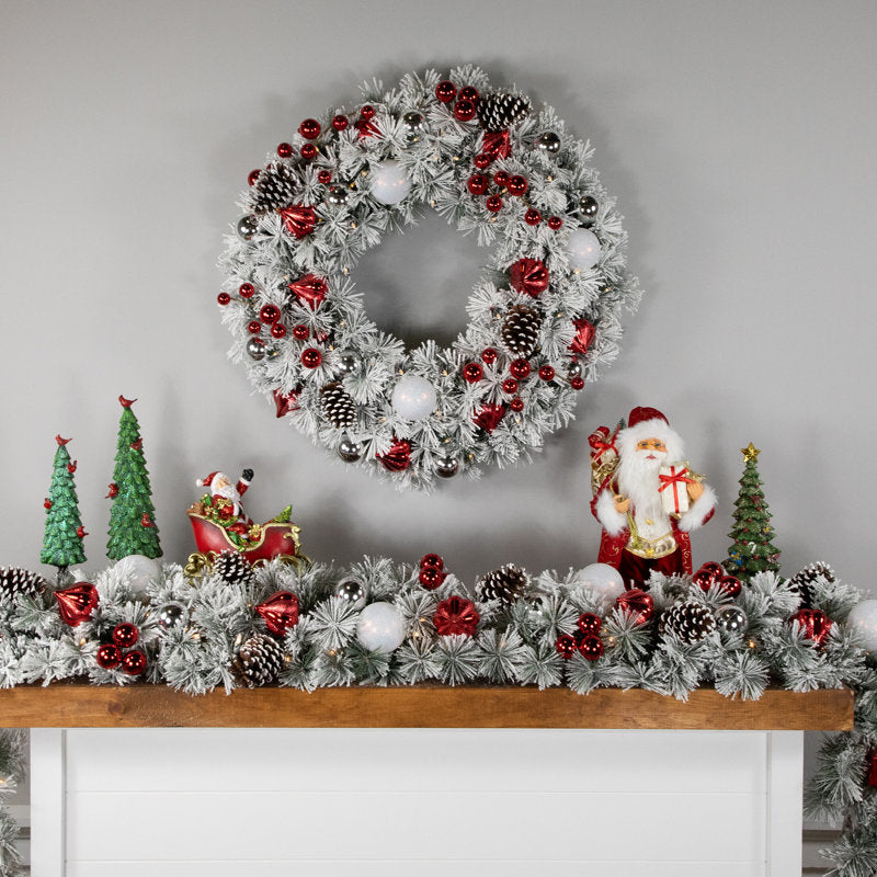 Faux Lighted Pine 30'' Wreath