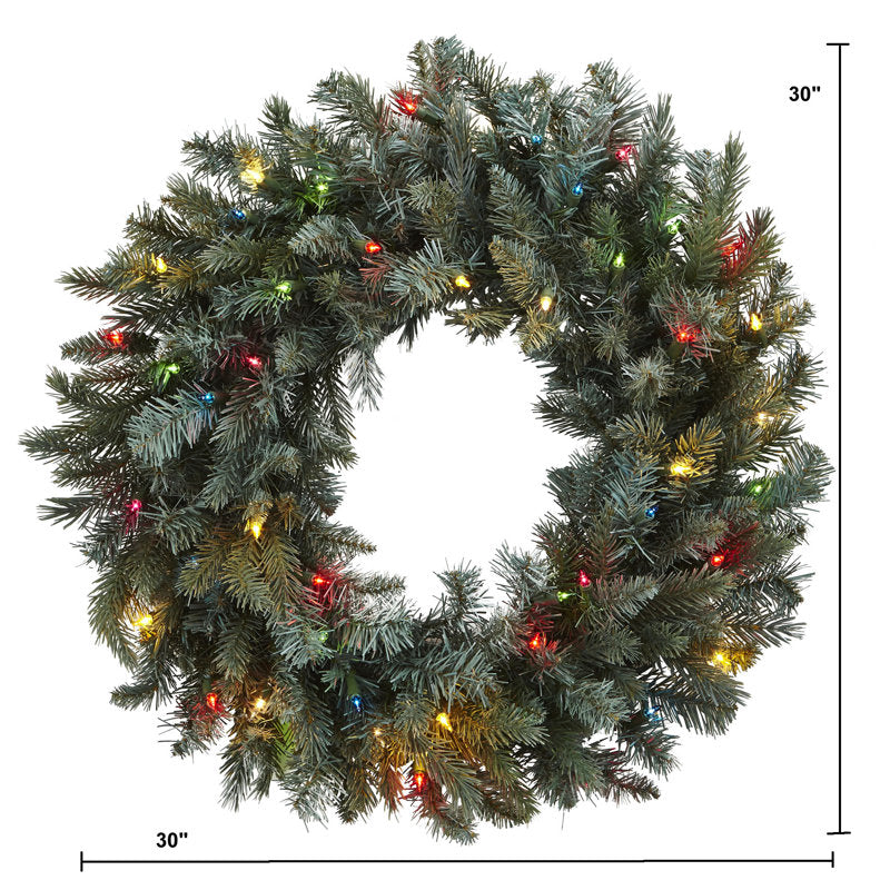 22" Pine Christmas Wreath as a festive door display