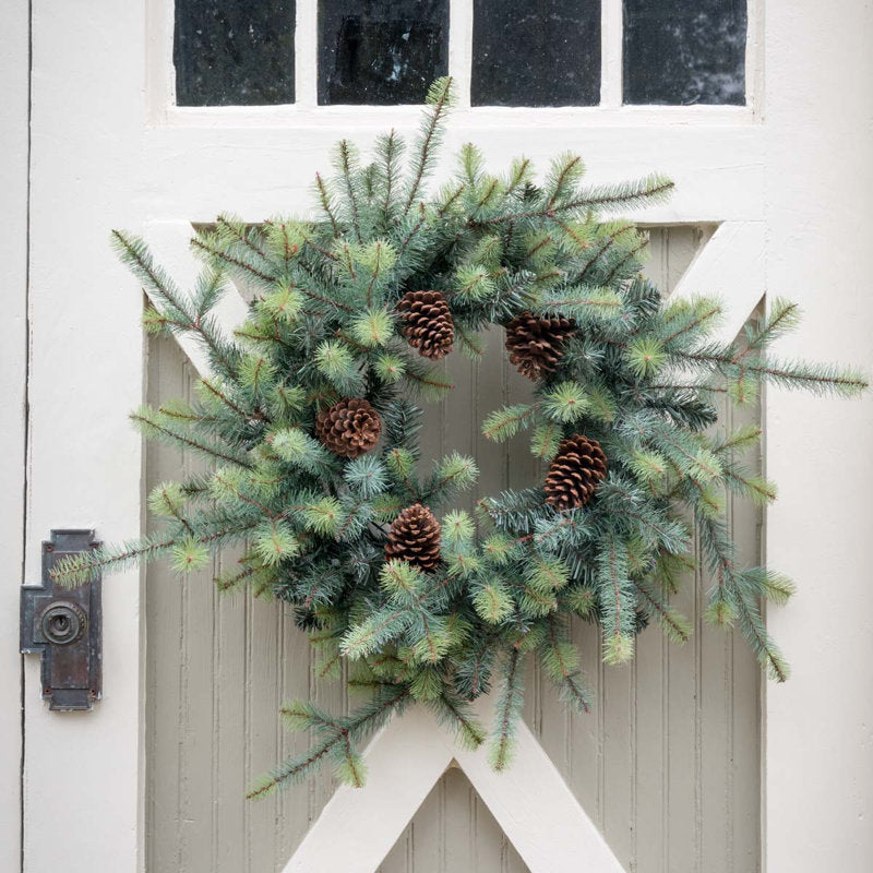 20" Christmas Wreath displayed on a front door