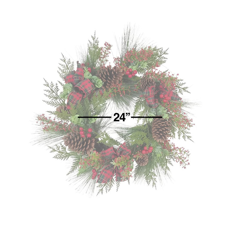 Pine Christmas Wreath displayed on a front door
