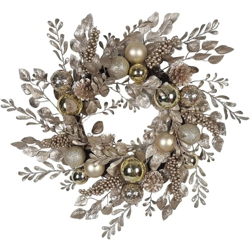 24" Artificial Christmas Wreath hanging on a front door
