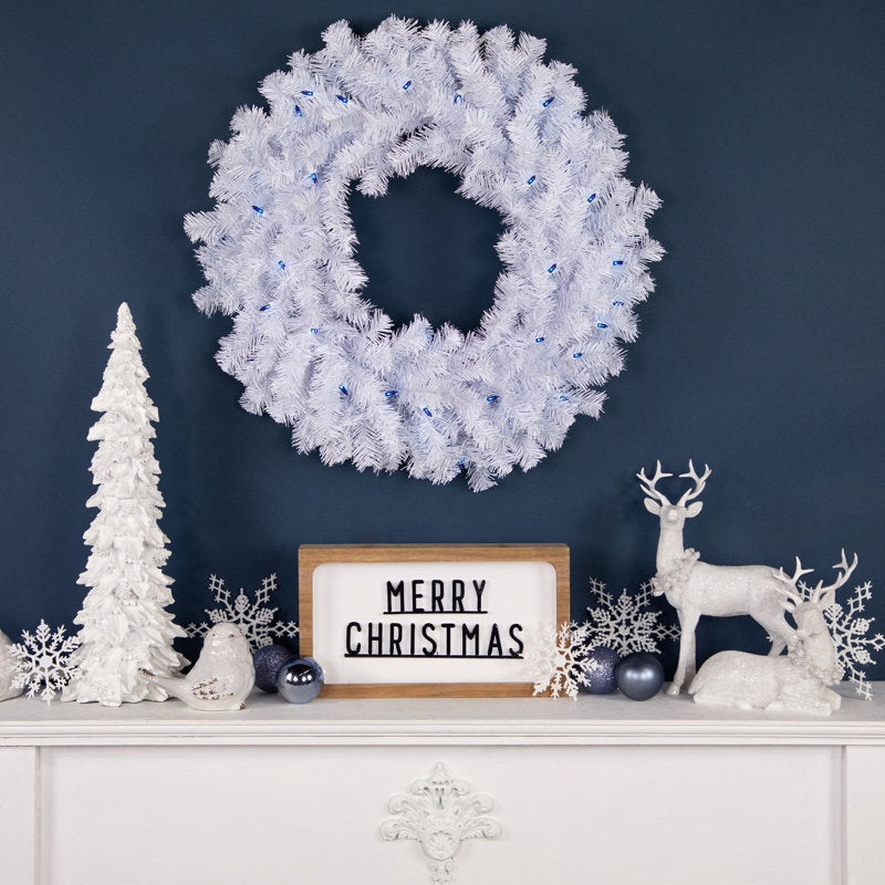 22" Christmas Wreath hanging on a front door