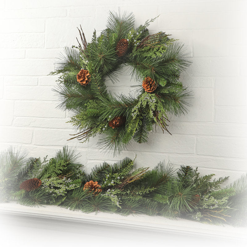Artificial Christmas Wreath hanging on a front door